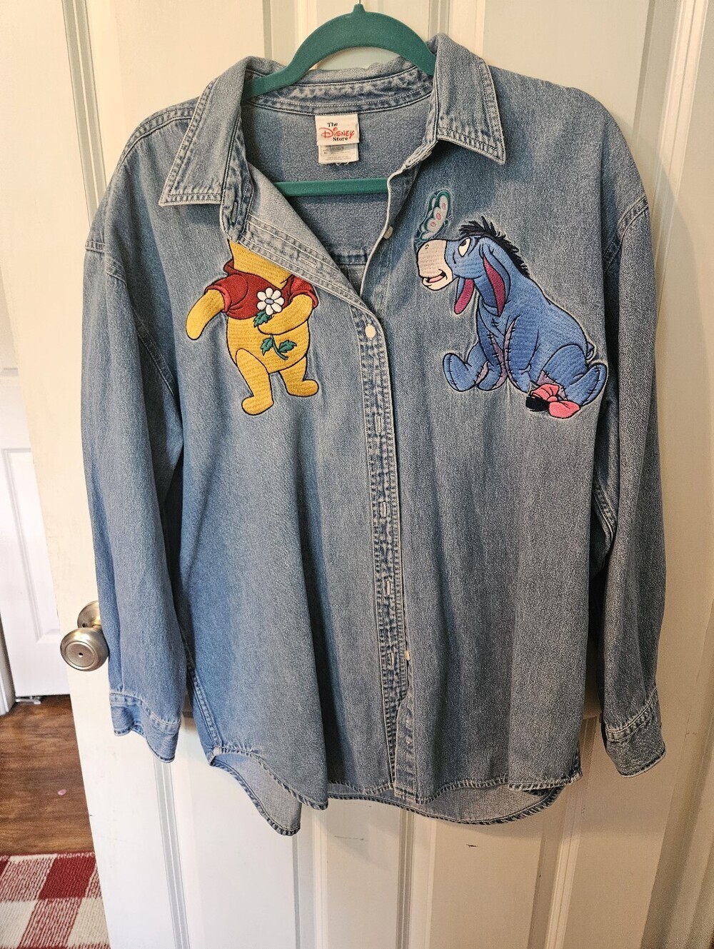 Disney Light Blue Denim Jacket with Winnie the Pooh & Eeyore Embroidery